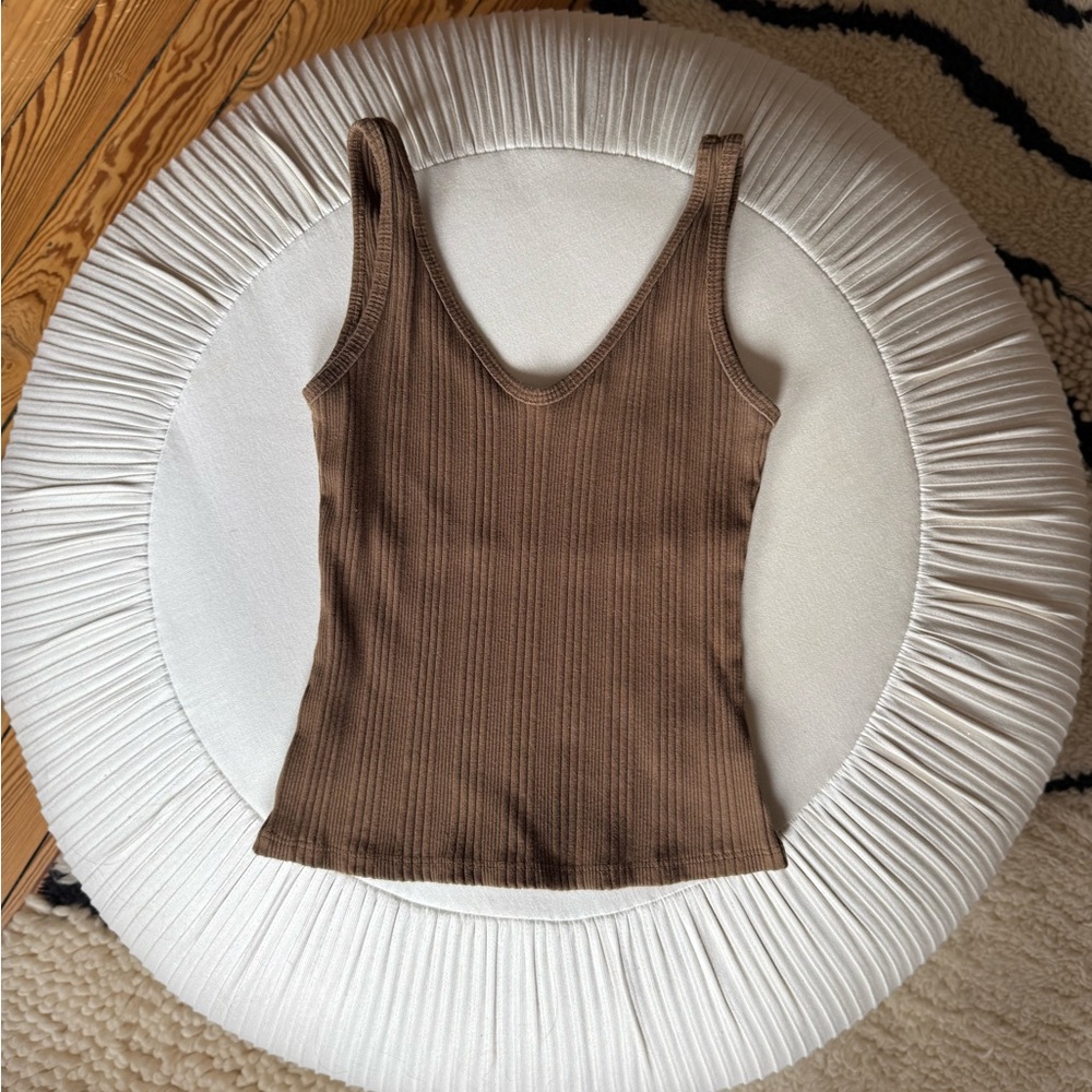 Reformation Brown Ribbed Tank Top - Picture 2 of 4